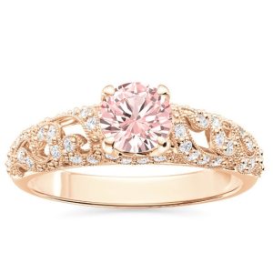 Pierścionek zaręczynowy z różowego złota z morganitem i diamentami BP-50P