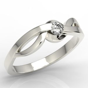 Pierścionek z białego złota model AP-3718 z brylantem.