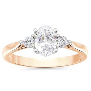 Pierścionek z różowego i białego złota z szafirem white i cyrkoniami AP-31PB