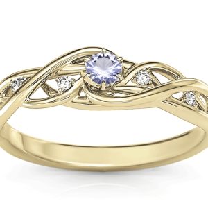 Pierścionek z żółtego złota z tanzanitem i brylantami BP-75Z