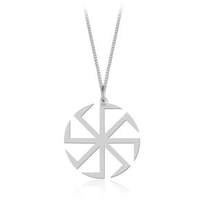 Srebrny naszyjnik Słowiański Kołowrót Swarga Swarożyca Swarzyca II