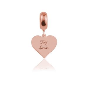 Srebrny charms Beads - zawieszka Serce - rose gold - grawer gratis!