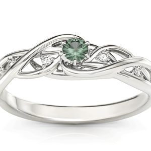 Pierścionek z białego złota ze szmaragdem i brylantami BP-75B