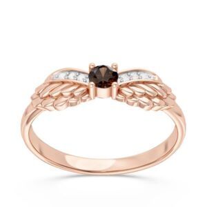 Pierścionek z różowego złota z granatem i brylantami CP-62P