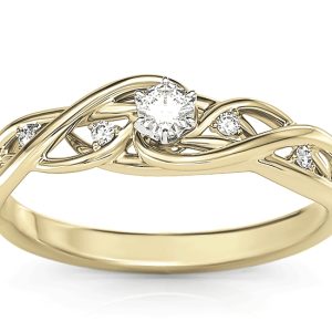 Pierścionek z żółtego złota z białym szafirem i brylantami BP-75Z