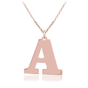 Naszyjnik srebrny z dużą literką - Literki do wyboru - rose gold