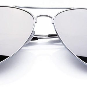 Klasyczne srebrne okulary Lustrzanki przeciwsłoneczne AVIATOR Pilotki ze skazą