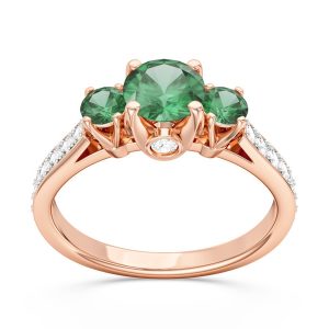 Pierścionek z różowego złota ze szmaragdami i brylantami CP-31P