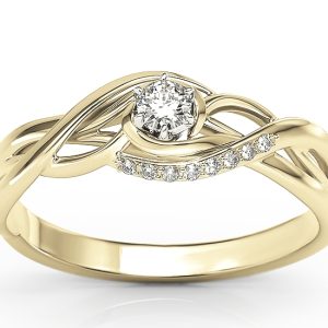 Pierścionek z żółtego złota z białym szafirem i brylantami BP-71Z