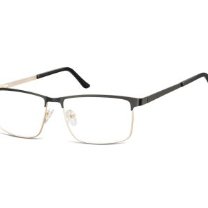 Okulary zerówki korekcyjne Nerd Prostokątne Flex 910B czarno-złote