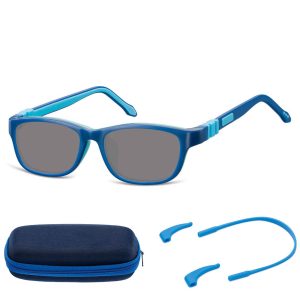 Elastyczne dziecięce okulary przeciwsłoneczne prostokątne + gumka Sunoptic SK5A granatowe
