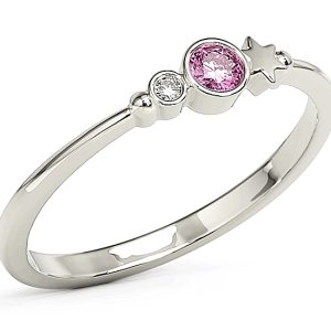 Pierścionek z białego złota z cyrkoniami Swarovski Róż BP-6711B-C/PINK