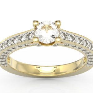 Pierścionek z żółtego złota z zirconem i brylantami idealny na prezent LP-16Z-R