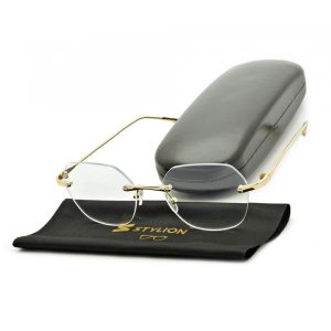 Bezramkowe złote okulary zerówki do komputera z filtrem BLUE Light STEC-16