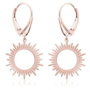 Srebrne kolczyki Salina - Słońce - angielskie zapięcie - rose gold