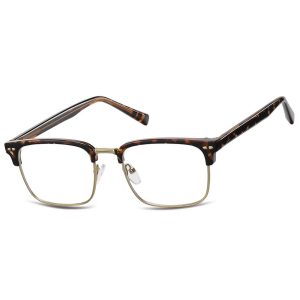 Okulary półramkowe zerówki prostokątne oprawki korekcyjne 878E panterkowy/złoty