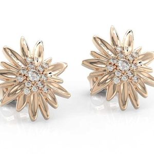 Kolczyki z różowego złota z cyrkoniami, szarotka BP-92P-C