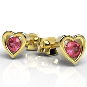 Kolczyki z żółtego złota z rubinami LPK-52Z