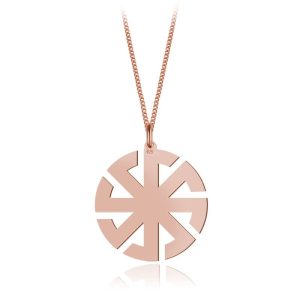 Srebrny naszyjnik Słowiański Kołowrót Swarga Swarożyca Swarzyca - rose gold