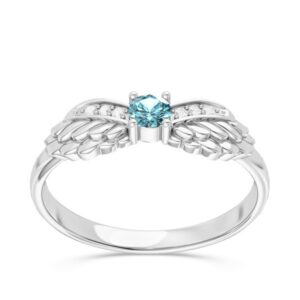 Pierścionek z białego złota z topazem i brylantami CP-62B