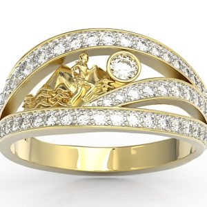 Pierścionek biegaczka, z żółtego złota z brylantami BP-94Z-R