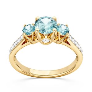 Pierścionek z żółtego złota z topazami i brylantami CP-31Z