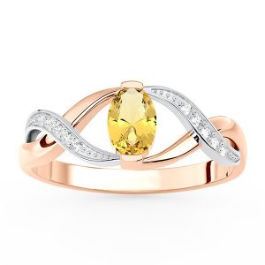 Pierścionek z różowego i białego złota z cytrynem i brylantami AP-69PB