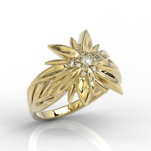 Pierścionek szarotka alpejska z cyrkoniami BP-46Z-C