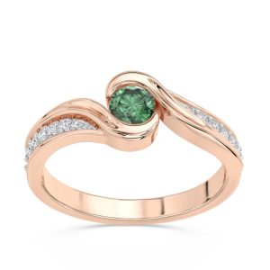 Pierścionek z różowego złota ze szmaragdem i brylantami 0,14 ct wzór BP-2839P