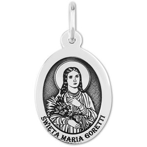 Medalik srebrny z wizerunkiem Św. Marii Goretti