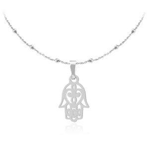 Naszyjnik Ręka Fatimy - Hamsa - łańcuszek kulki