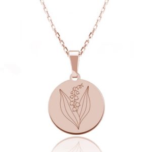 Kwiaty Polskie - Naszyjnik z Konwalią - Grawer - rose gold