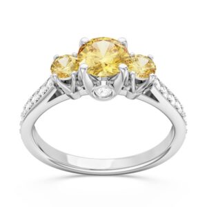 Pierścionek z białego złota z cytrynami i brylantami CP-31B