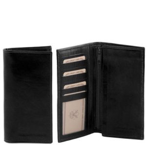 Tuscany Leather Ekskluzywny portfel skórzany dla mężczyzn - 2-krotnie składany , kolor czarny TL140777