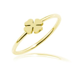 Srebrny pierścionek Millie - koniczynka - 24k złocenie