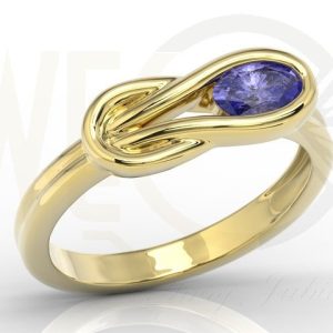 Zestaw: pierścionek, kolczyki i wisiorek z żółtego złota z tanzanitami BP-69Z-ZESTAW