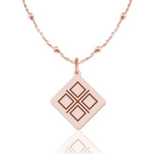 Srebrny naszyjnik Mokosz I - łańcuszek kulki - rose gold - Grawer