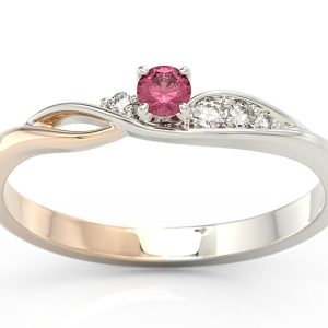 Pierścionek z białego i różowego złota z rubinem i brylantami BP-7810BP