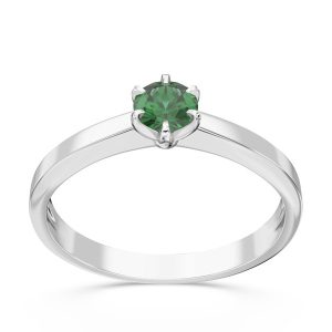 Pierścionek zaręczynowy z białego złota ze szmaragdem CP-2420B