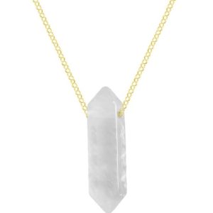 Srebrny naszyjnik łańcuszek z białym Kryształem Górskim - duży - 24k złocenie