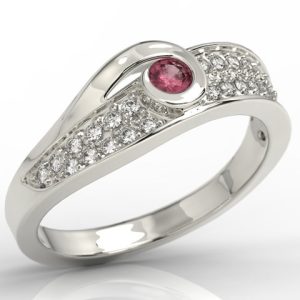 Pierścionek z brylantami i rubinem JP-53B