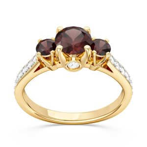 Pierścionek z żółtego złota z granatami i brylantami CP-31Z