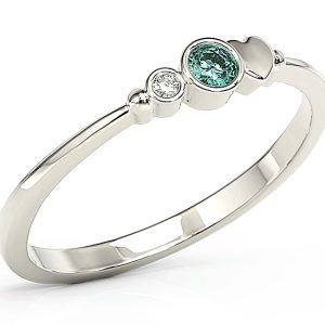 Pierścionek z białego złota z cyrkoniami Swarovski mietową i białą BP-6809B-C