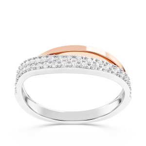 Pierścionek z białego i różowego złota z brylantami CP-27BP