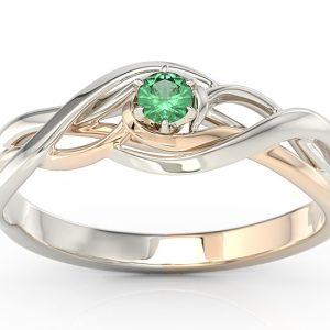 Pierścionek z białego i różowego złota ze szmaragdem BP-72BP-SZM