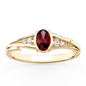 Pierścionek ze złota z granatem i diamentami JP-2705Z-R
