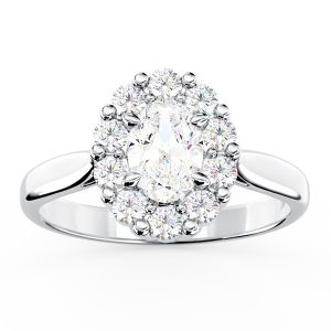 Pierścionek zaręczynowy z białym topazem Swarovski i diamentami BP-57B