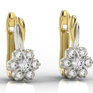 Kolczyki z żółtego i białego złota z białym szafirem i brylantami APK-68ZB