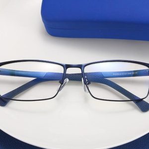 Męskie aluminiowe okulary zerówki do komputera BLUE LIGHT granatowe 25125E