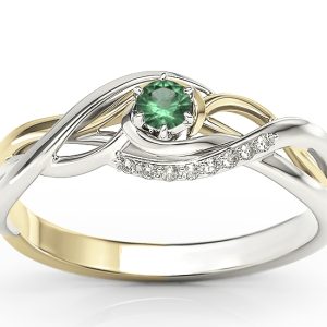 Pierścionek z białego i żółtego złota ze szmaragdem i brylantami BP-71BZ-SZM/D